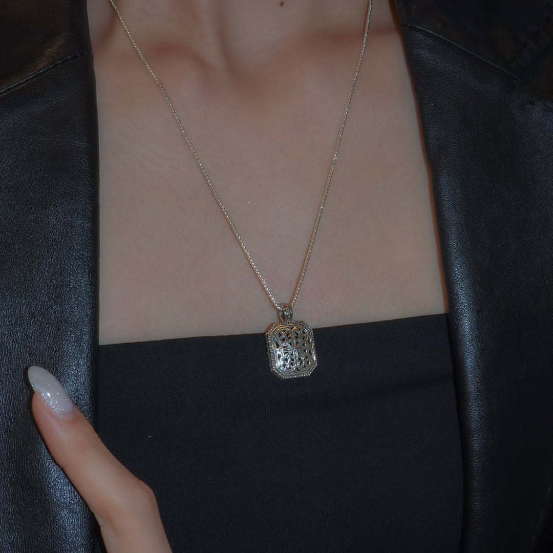 Garden Shadows Polygon Pendant in Sterling Silver_1209C