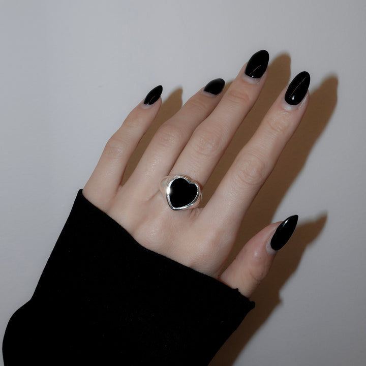 Gem Heart ring- Onyx