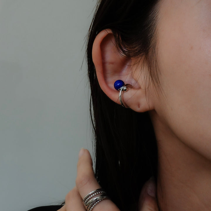 Silver Lapislazuli earcuff SMG3LDイヤーカフ.ラピスラズリ.ダイヤモンド