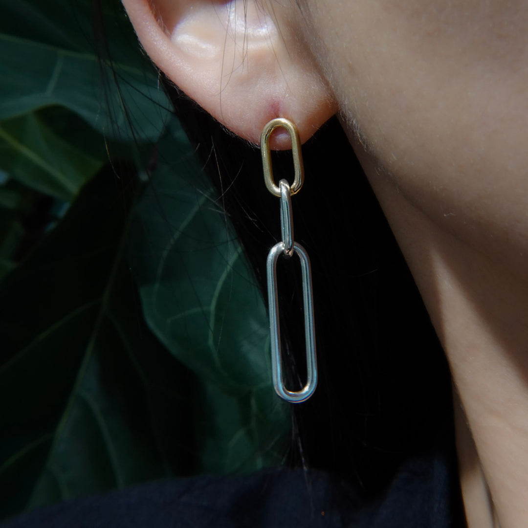 CHAIN Silver 18Kgold Pierced Earrings