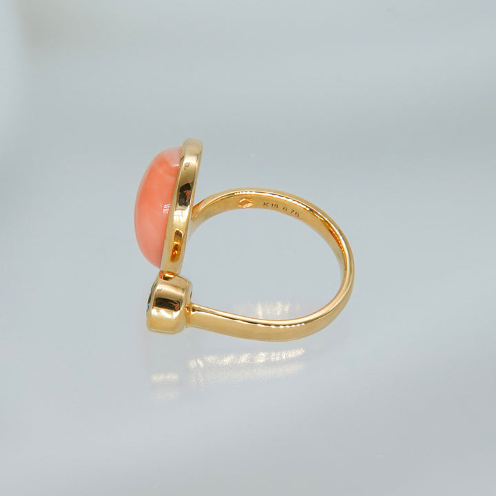 BLANCE 18K Coral Aquamarine Ring