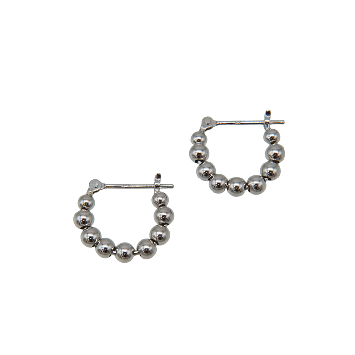 シルバー ボール フープ ピアス