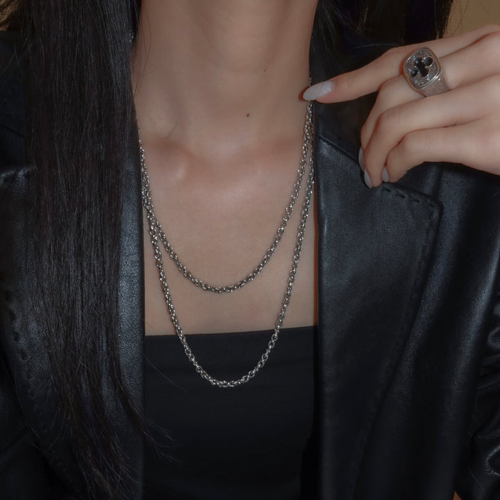 Heavy Double Loop Chain handmade in Sterling Silver_4100