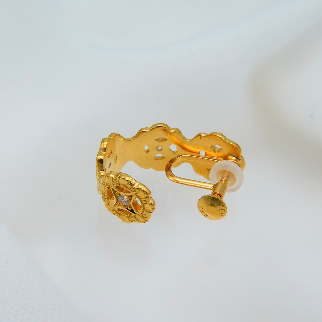 フィレンツェ彫りフラワーイヤリング(K23GP)