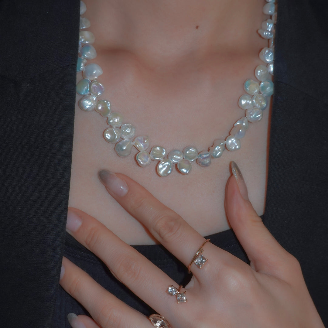3WAY FALLING PATELS PEARL LARIAT NECKLACE (GD)