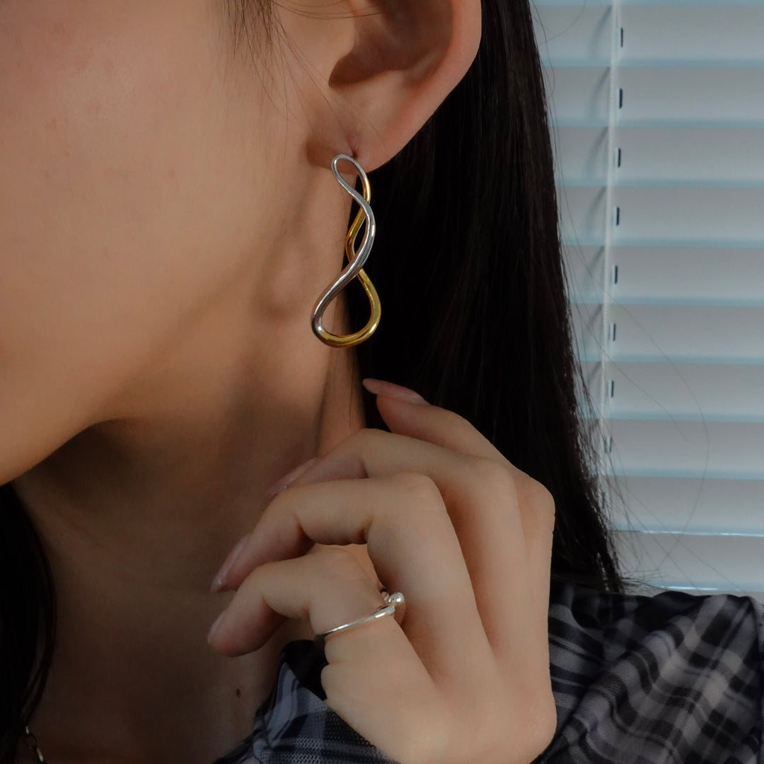 Meld Pierced Earrings K18YG&amp;Rhodium-coat