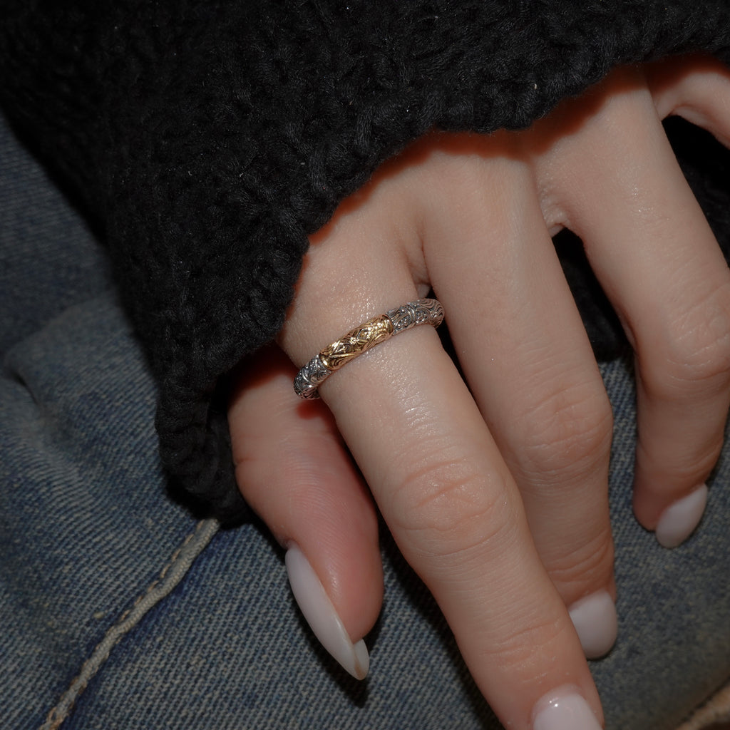 Eden’s Garden Band Ring in 18K Gold and Sterling Silver_20412