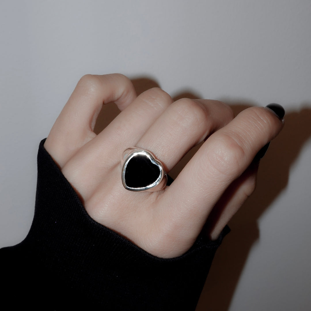 Gem Heart ring- Onyx