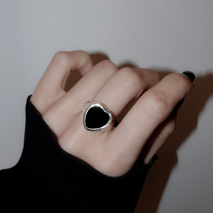 Gem Heart ring- Onyx