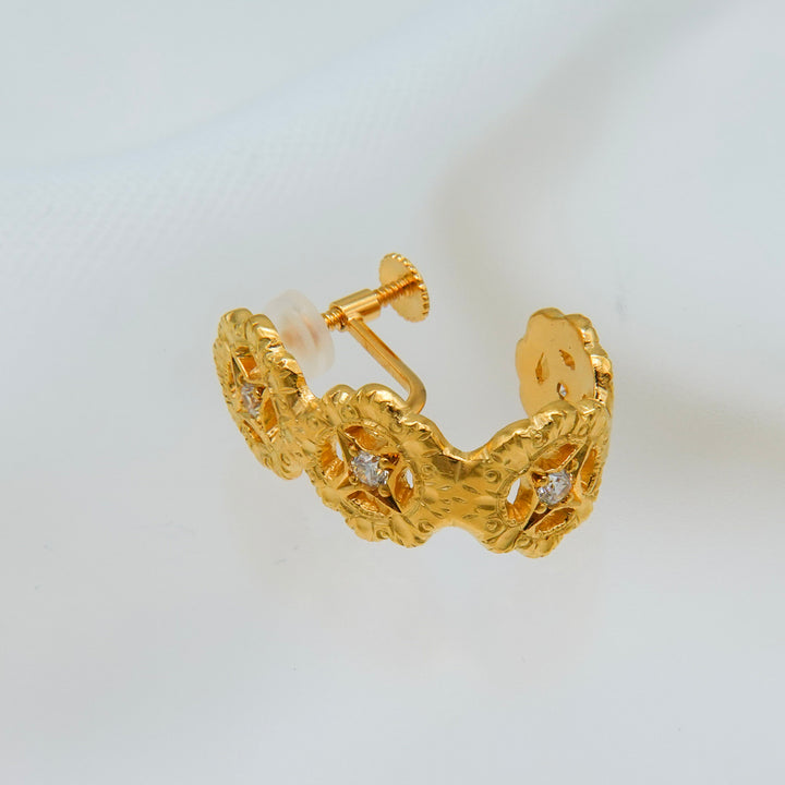 フィレンツェ彫りフラワーイヤリング(K23GP)