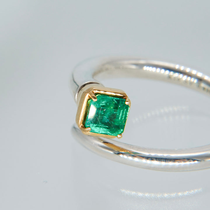 Limited piece Silver 18K Emerald Diamond Ring