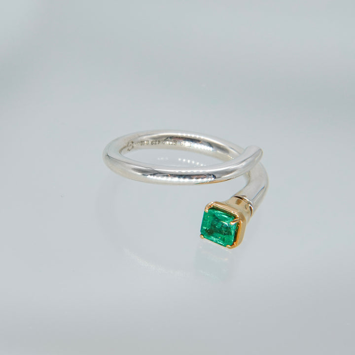 Limited piece Silver 18K Emerald Diamond Ring
