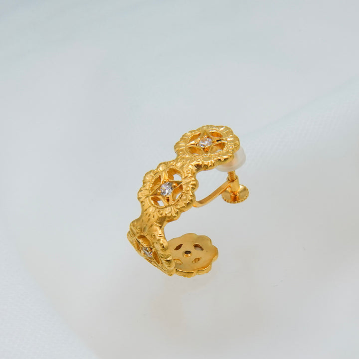 フィレンツェ彫りフラワーイヤリング(K23GP)