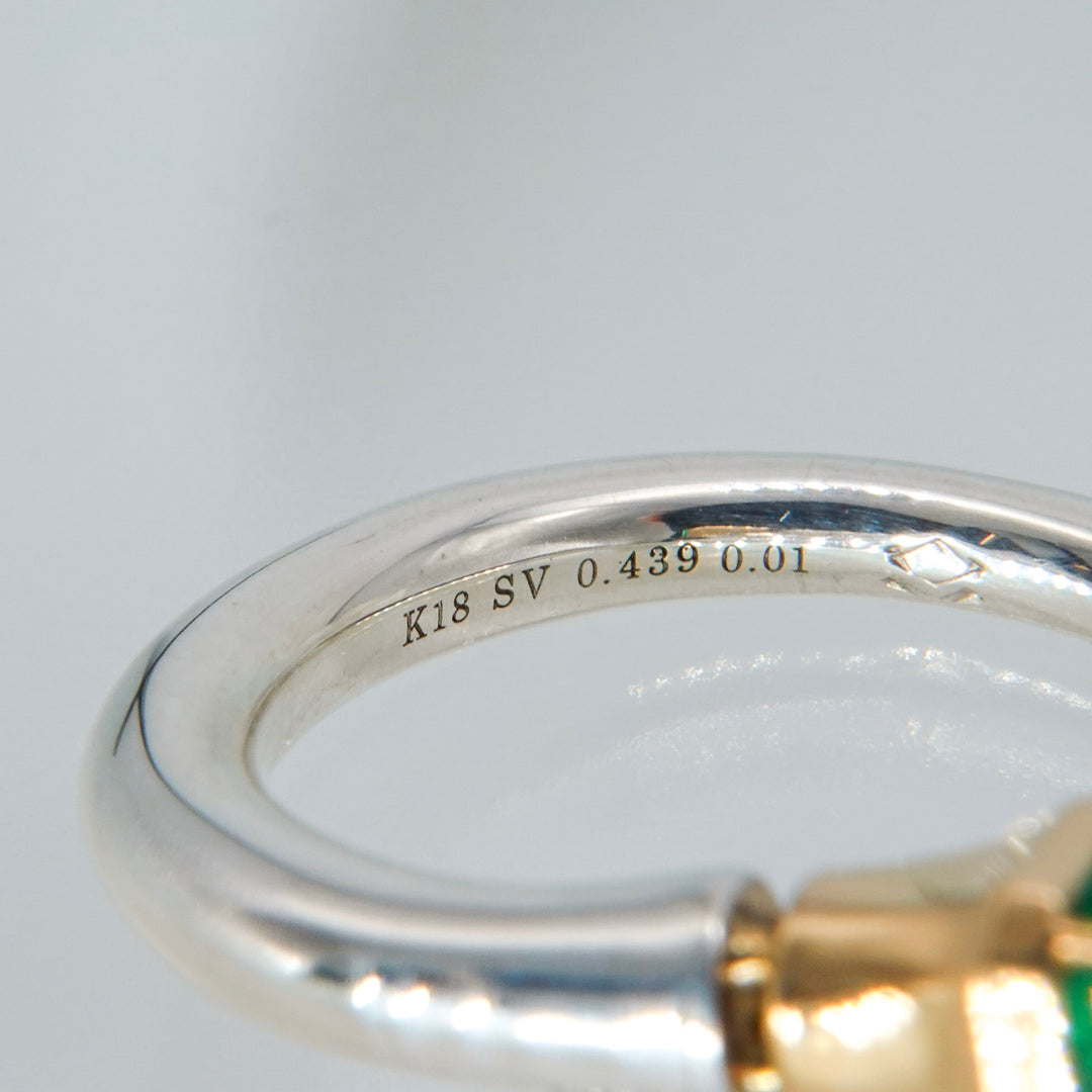 Limited piece Silver 18K Emerald Diamond Ring