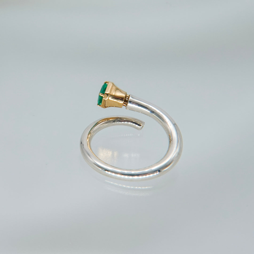 Limited piece Silver 18K Emerald Diamond Ring