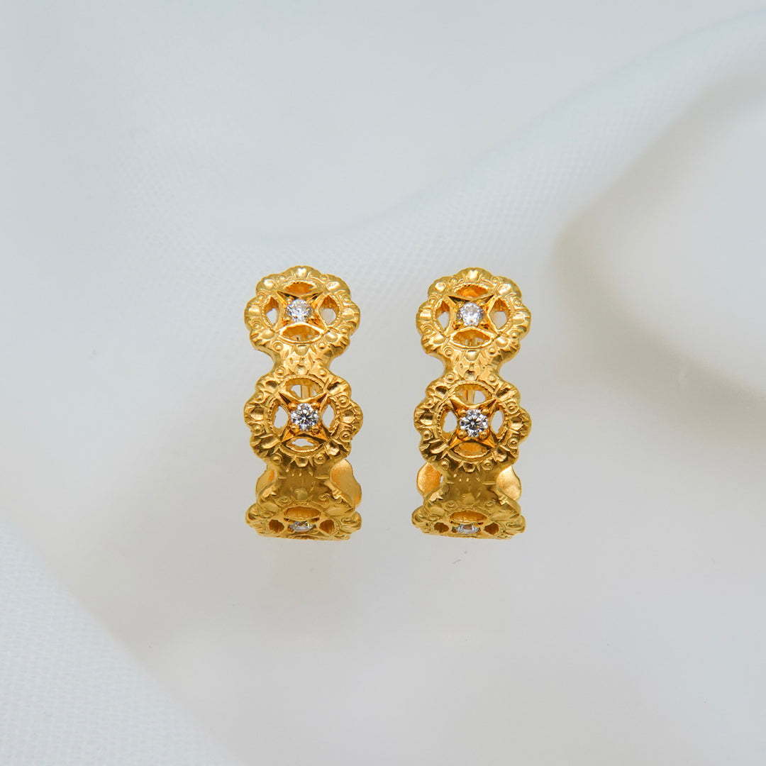 フィレンツェ彫りフラワーイヤリング(K23GP)