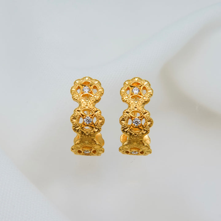 フィレンツェ彫りフラワーイヤリング(K23GP)