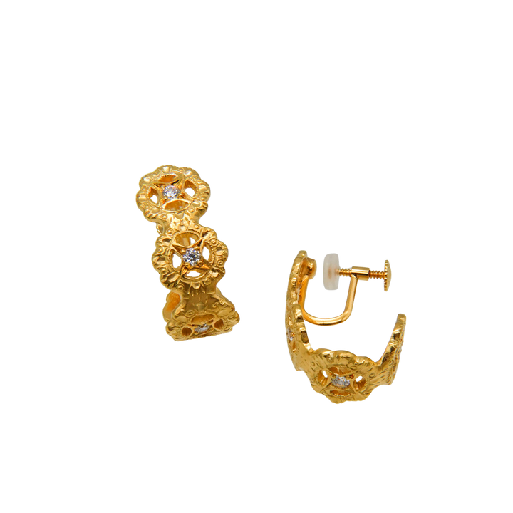 フィレンツェ彫りフラワーイヤリング(K23GP)