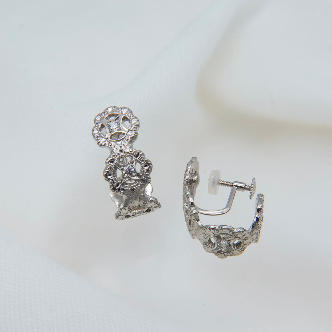 フィレンツェ彫りフラワーイヤリング(RGP)