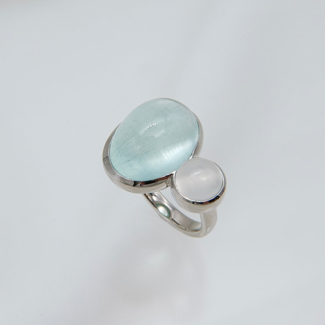 BLANCE Platinum950 Aquamarine Moonstone Ring