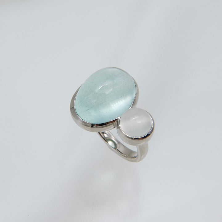 BLANCE Platinum950 Aquamarine Moonstone Ring