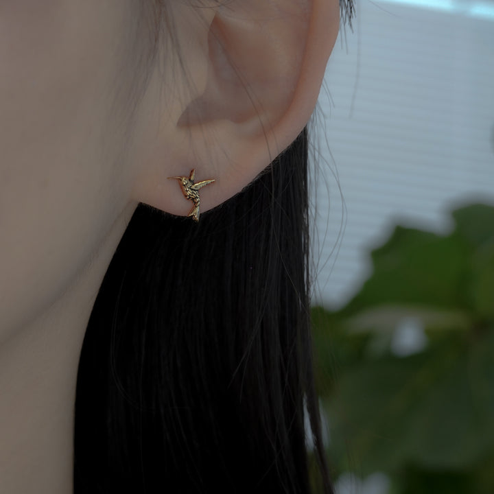 Hummingbird 14K Gold Stud