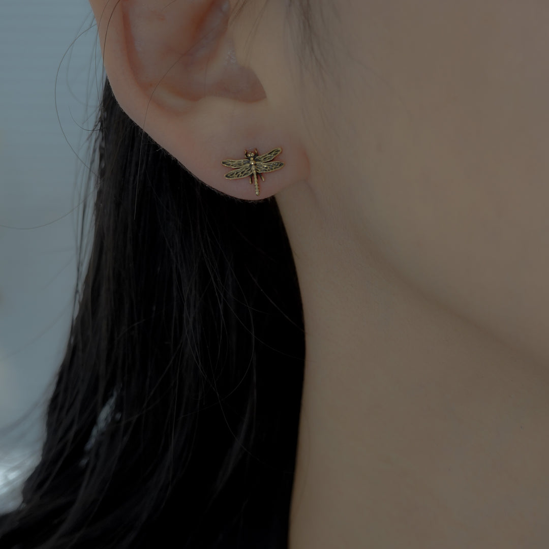 Dragonfly 14K Gold Stud