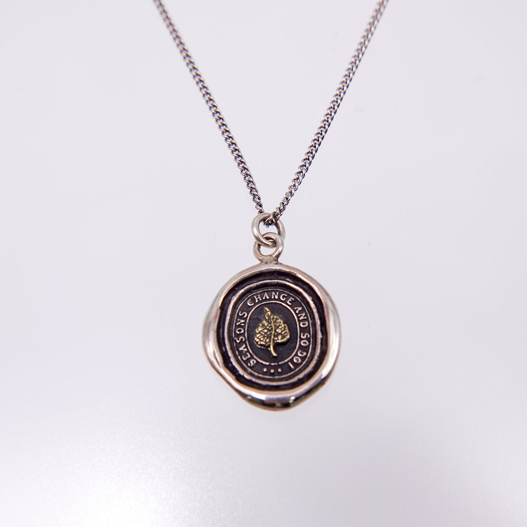 Seasons Change and So Do I 14K Gold On Silver Talisman