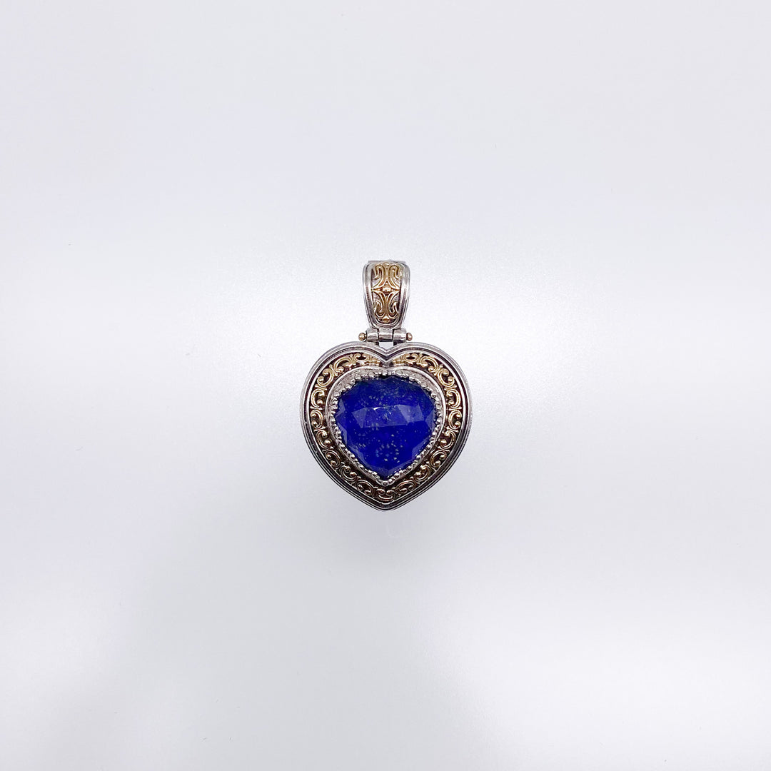 Iris heart pendant in 18K Gold and Sterling Silver_3301