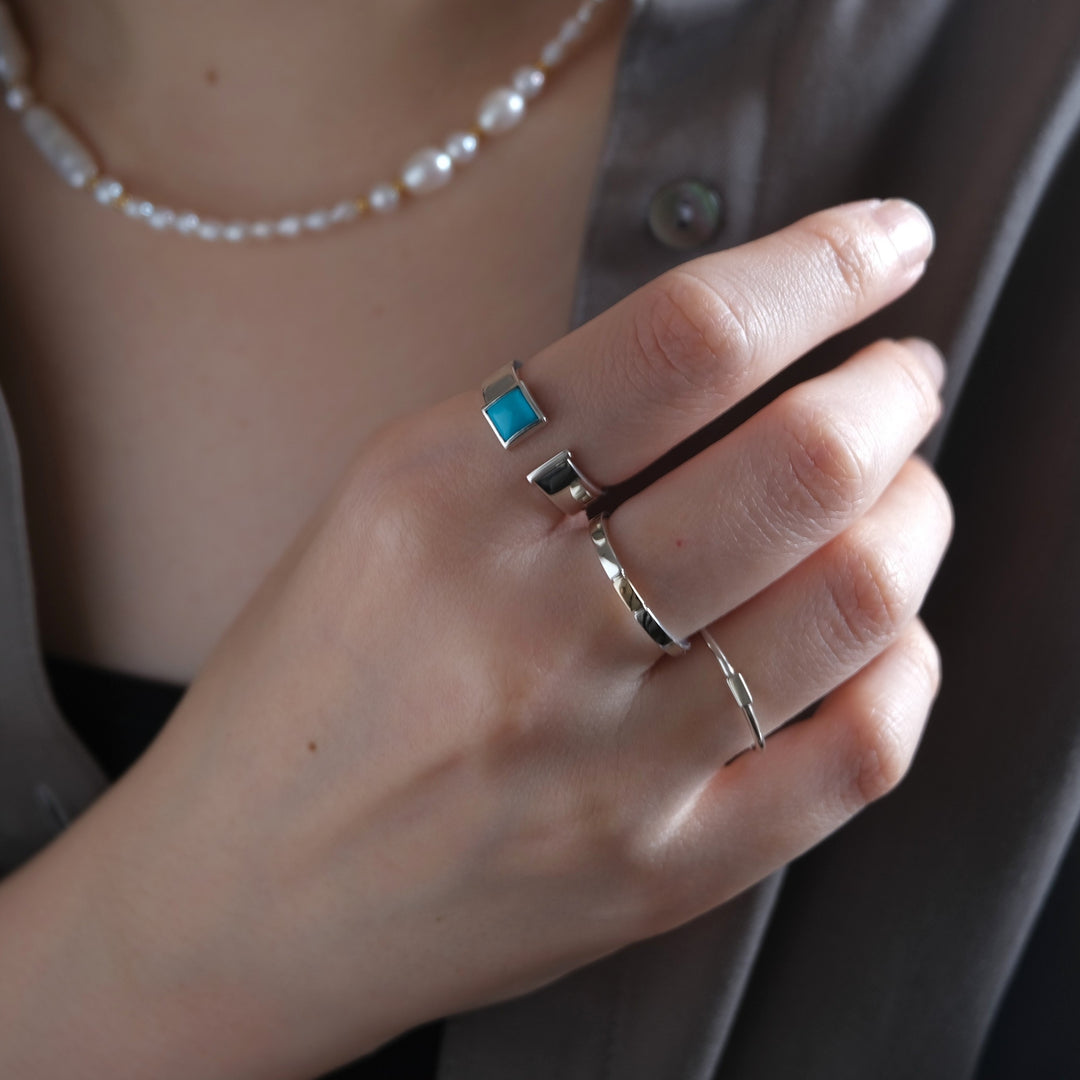 turquoise square open ring