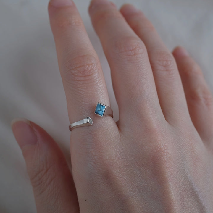 topaz double square ring