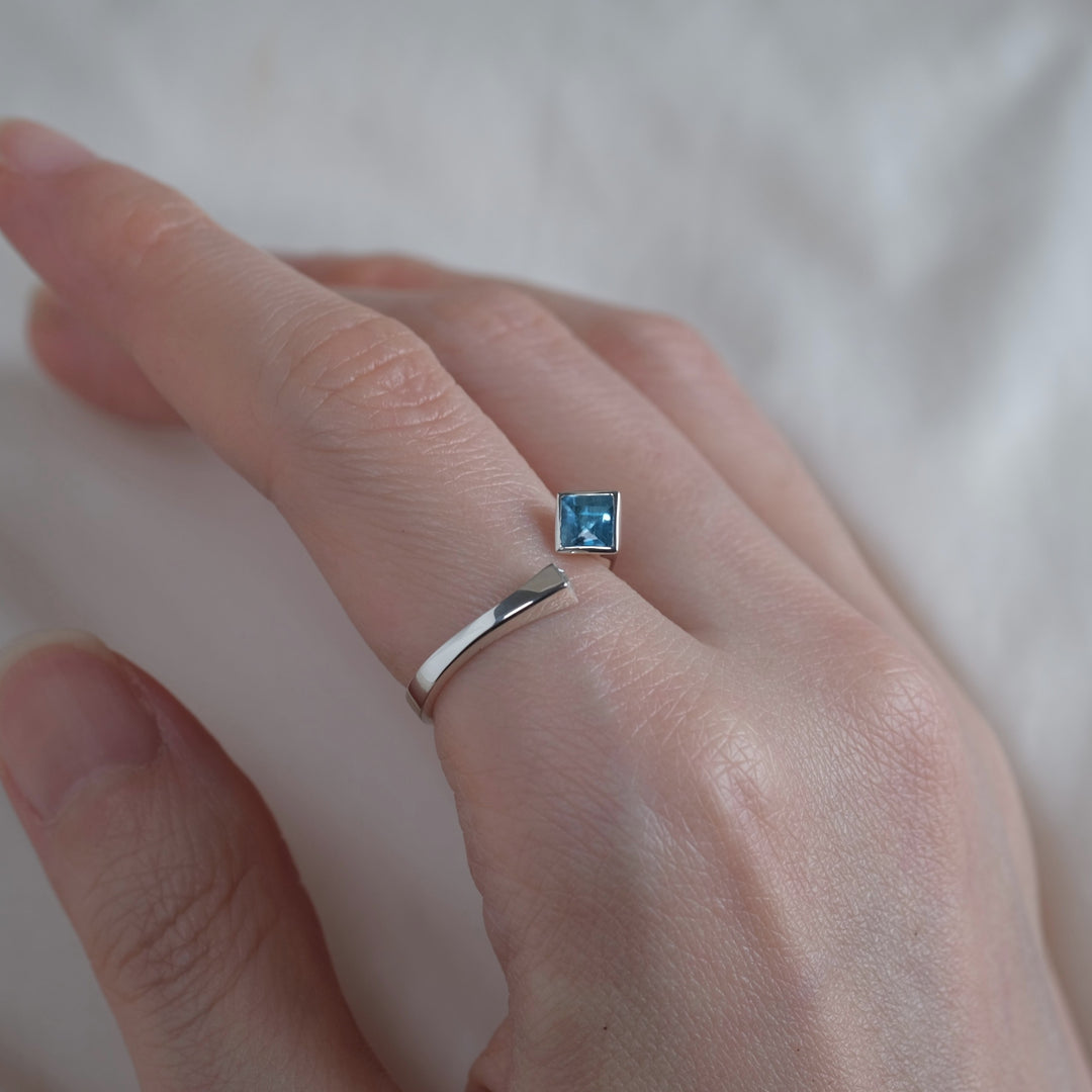 topaz double square ring
