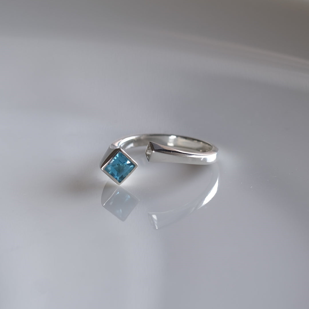 topaz double square ring