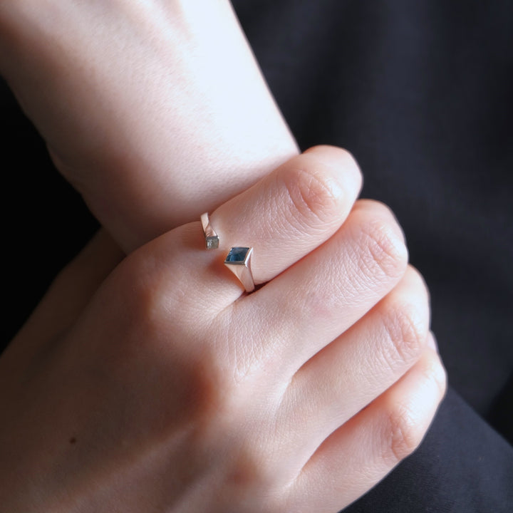 topaz double square ring