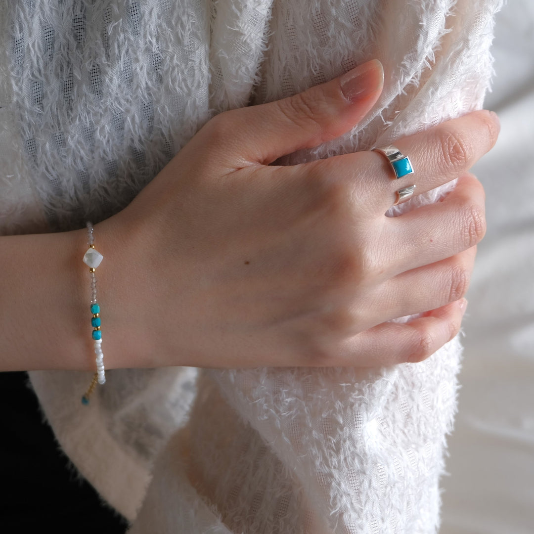 turquoise square open ring