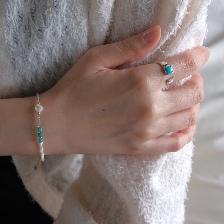 turquoise square open ring