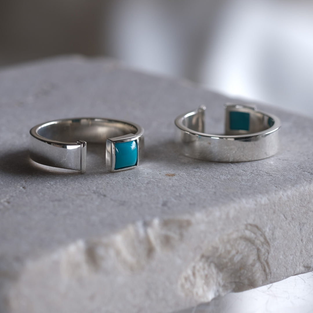 turquoise square open ring