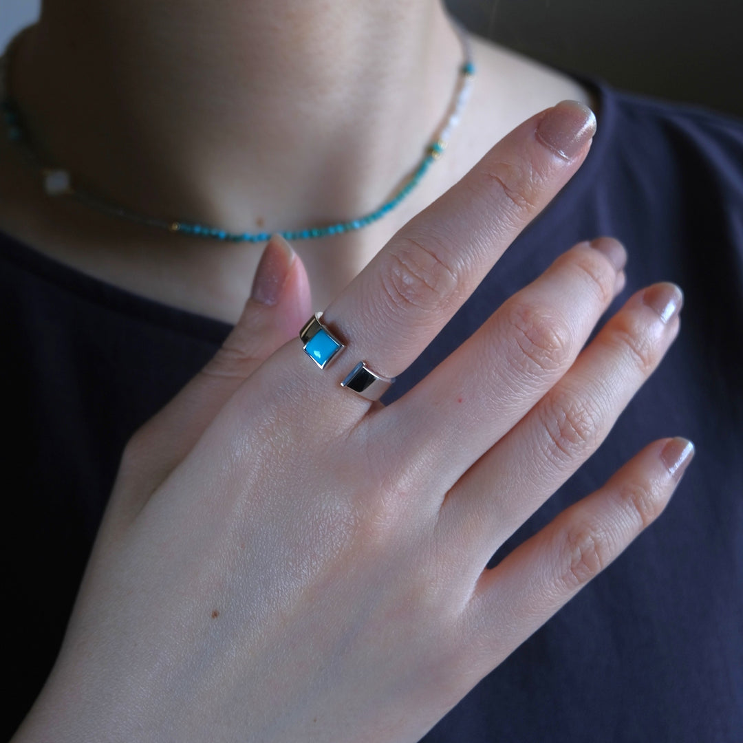 turquoise square open ring