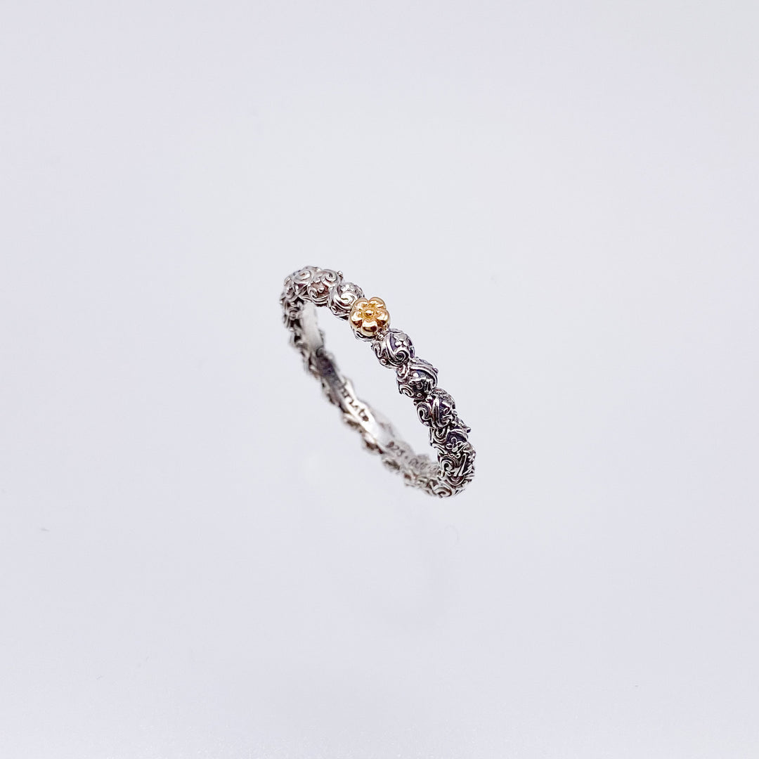 Eve band ring in Sterling silver and details in 18K Gold_20383