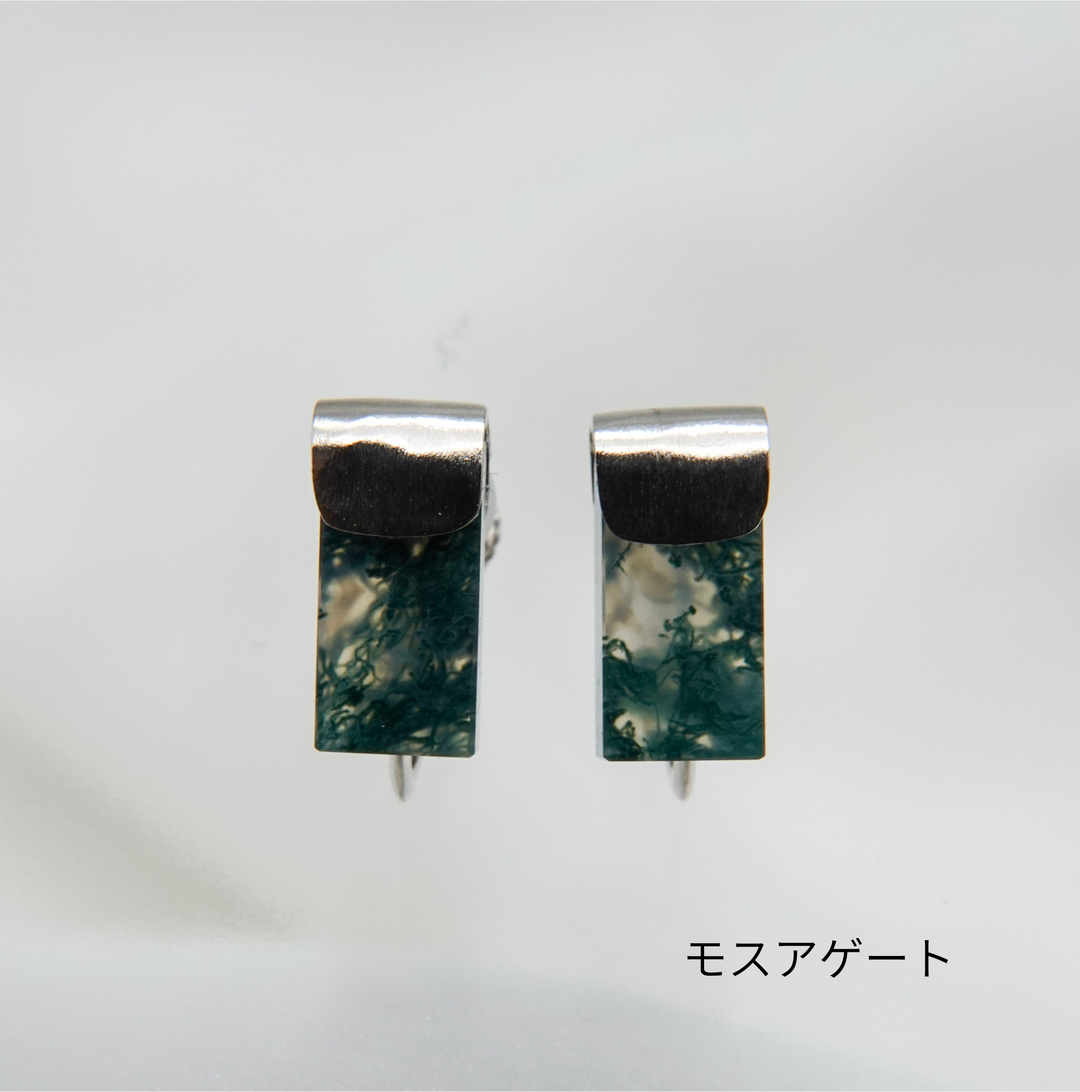 HASAMU earring gemstone square