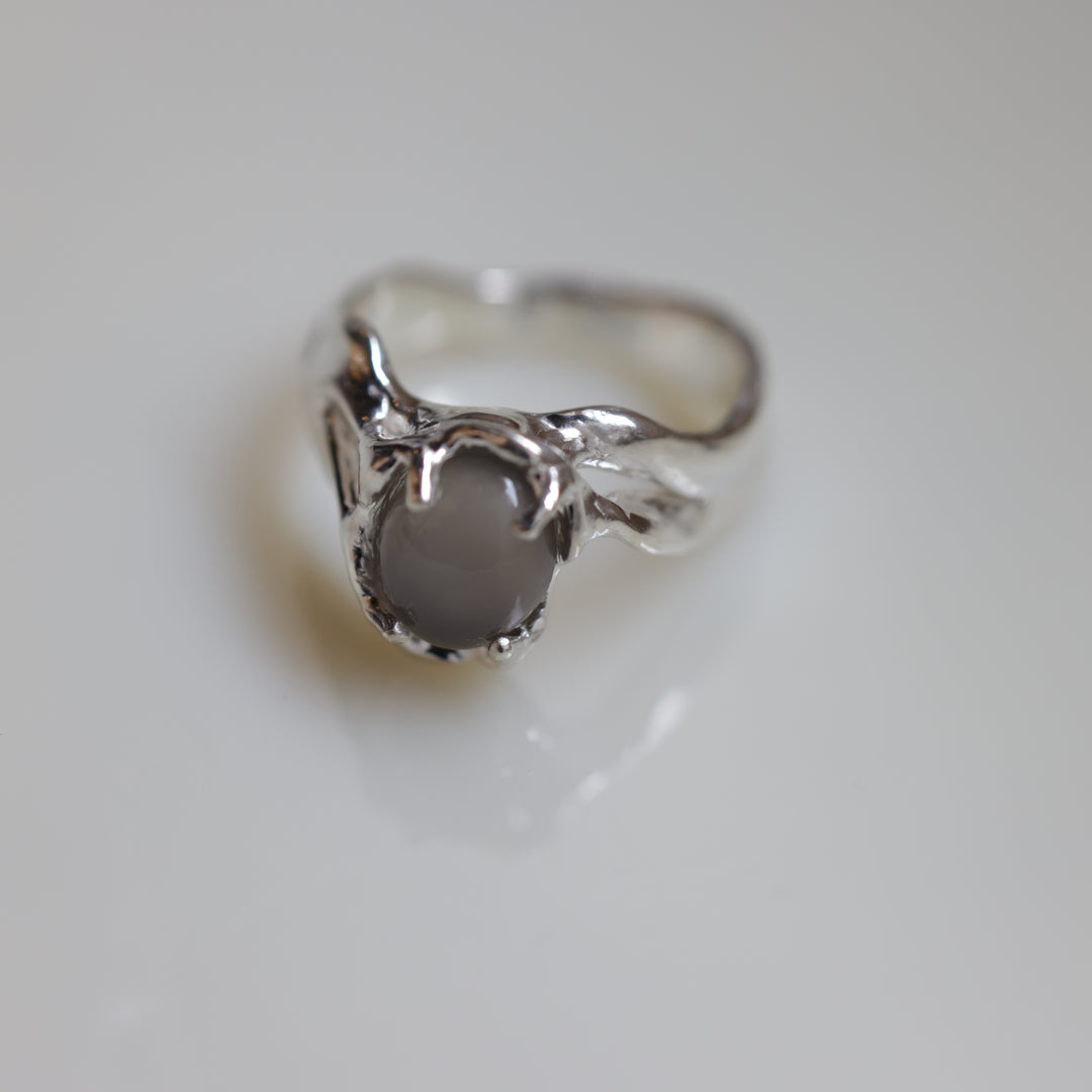 Gray Moon Stone Ring (SAI OOAK Series)(#11)