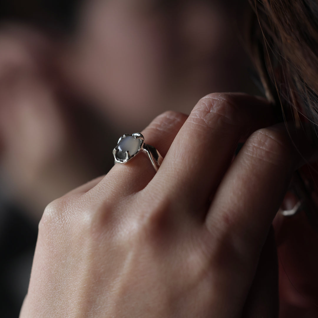 Gray Moon Stone Ring (SAI OOAK Series)(#11)