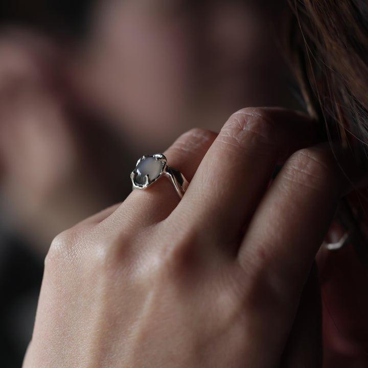 Gray Moon Stone Ring (SAI OOAK Series)(#11)