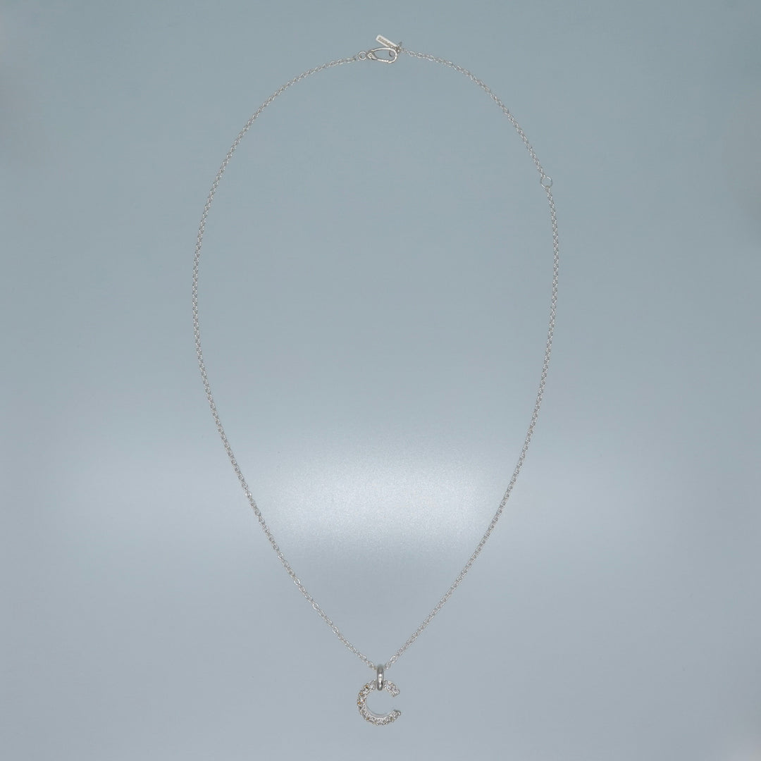 PLATE PENDANT NECKLACE SILVER MOISSANITE