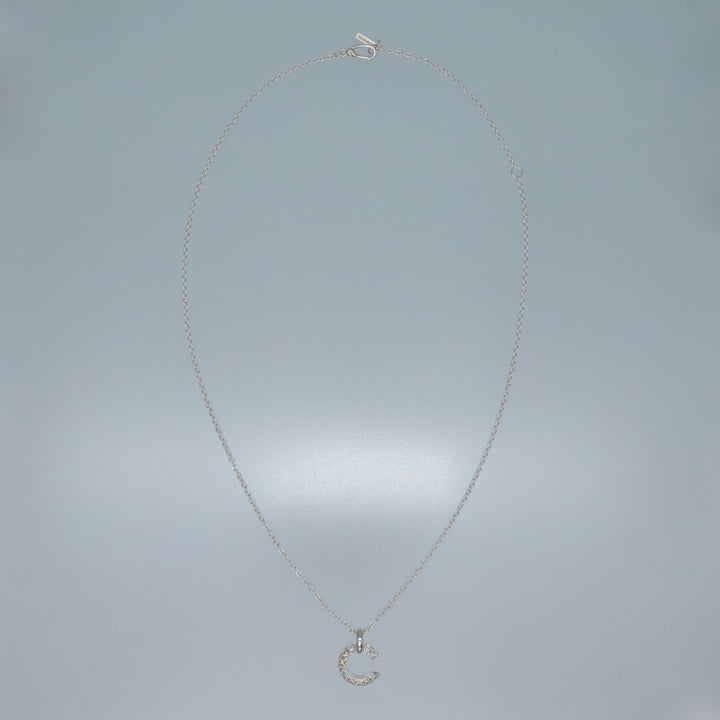 PLATE PENDANT NECKLACE SILVER MOISSANITE