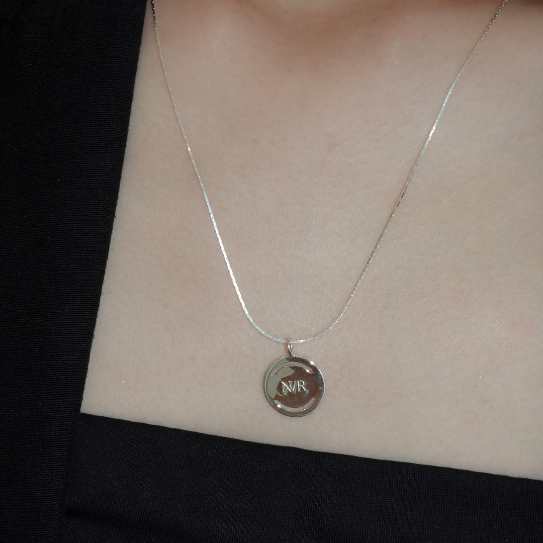 Circle Line Cut Charm Necklace