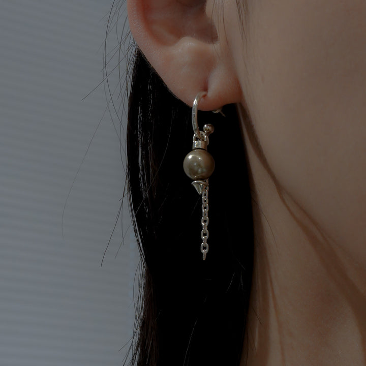 Pearl Chain Hoop Pierced earring