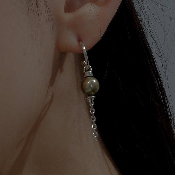 Pearl Chain Hoop Pierced earring