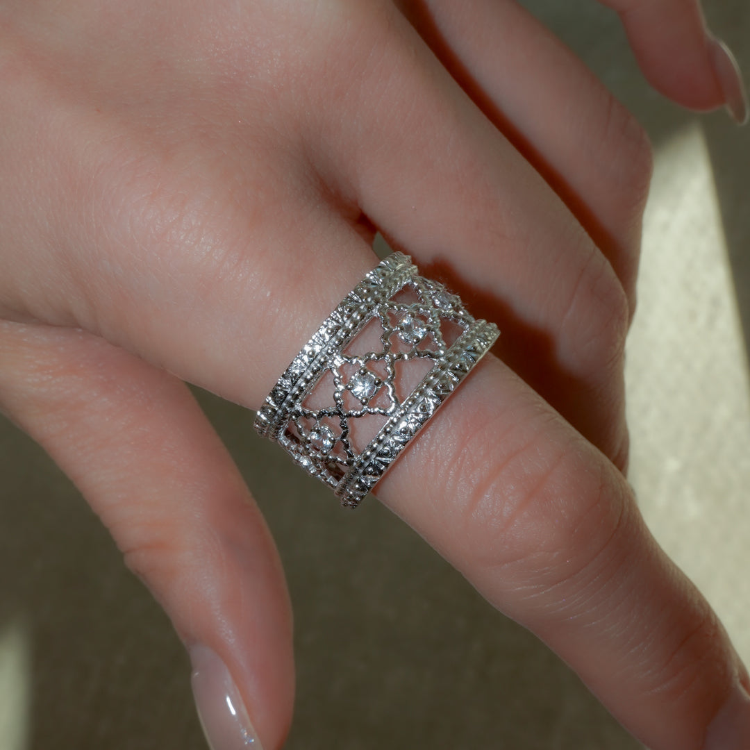 サファイア・フィレンツェ彫りリング(rgp)