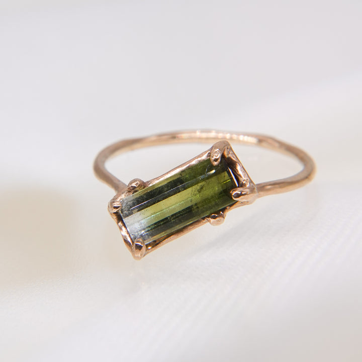 bi-color tourmaline baguette